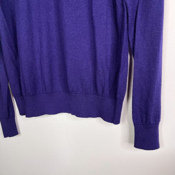 Neiman Marcus Mens Medium M Dark Purple Cashmere V Neck Pullover Sweater Knit - Picture 4 of 8